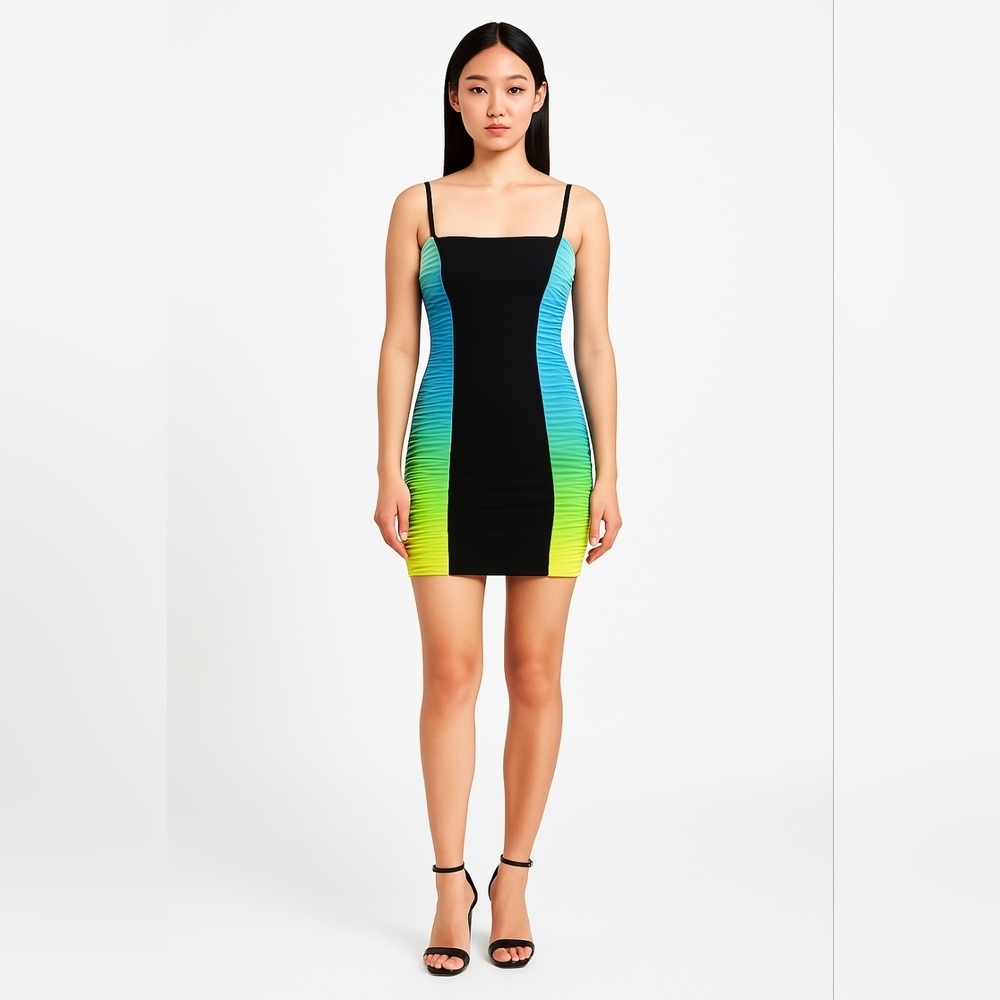 Dress the Population Bodycon Mini Dress 💙 Ombre Blue Green Small